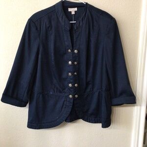 Roz & Ali light weight navy blue 3/4 length sleeved jacket. Size 1X